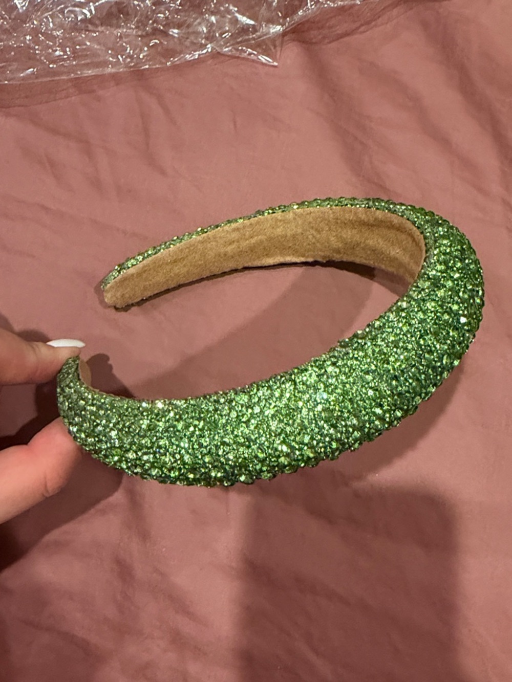 Sparkling Green Glitter Padded Headband - Womens Accessories